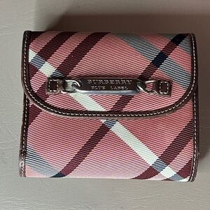 Burberry Blue Label Pink Nova Check Plaid Trifold Wallet with Kisslock Closure